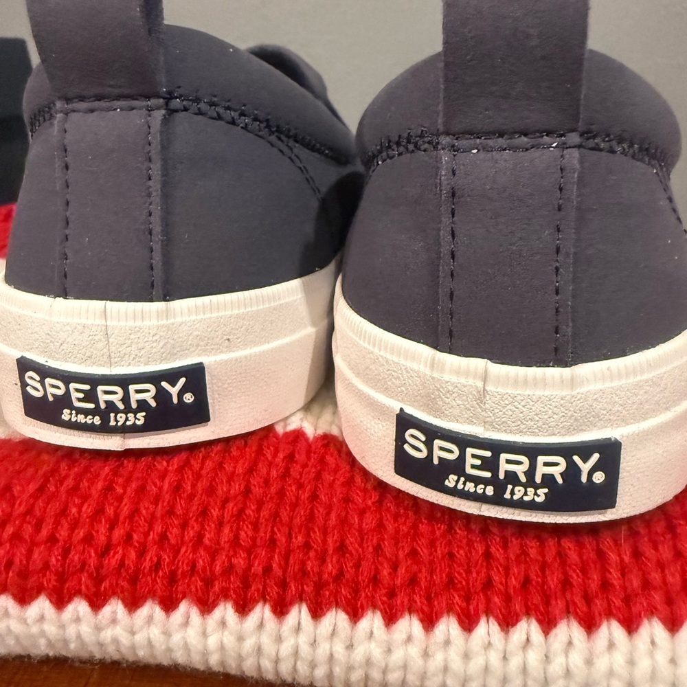 Sperry Women’s Perforated Navy Slip-Ons - Picture 4 of 5
